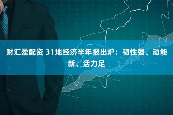财汇盈配资 31地经济半年报出炉：韧性强、动能新、活力足